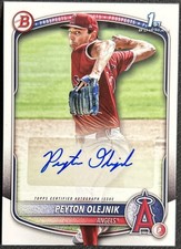 2025 Bowman Baseball Peyton Olejnik 1st Prospect Base Auto #BPA-PO Angels