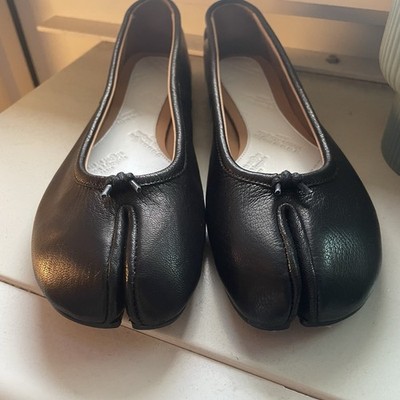 Maison Margiela Tabi Leather Flats Black Size 38 EU/7.5 US/5.5 UK