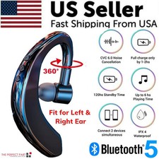 Bluetooth 5.0 Earpiece Wireless Headset Noise Cancelling Driving Trucker Earbuds