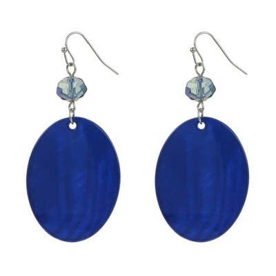 Geometrische Ohrhänger für Damen ovale Form Muschel Perlen Ohrhänger (blau)