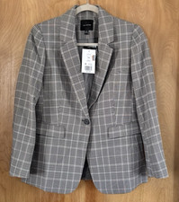 The Limited Women's Classic Check Blazer Black Multi Single Breasted Size PM NWT