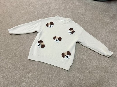 Zara Kids Mädchen Strickpullover/Pullover Hund Design Creme - 3-4 Jahre