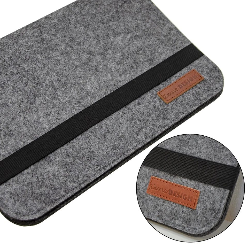 13.3 Filz Laptop-Tasche 35x24 cm Tablet Hülle MacBook Pro Air iPad Surface Grau - Bild 3 von 4