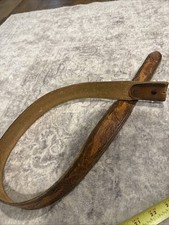 Vintage Hand Tooled Western Leather Belt Eagles Unbranded Worn Men  s Sz 36