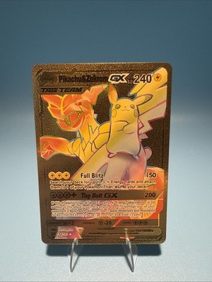Pokemon Pikachu & Zekrom GX Tag Team Gold Foil Rainbow Art Card