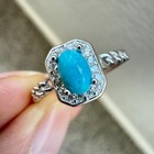 925 Sterling Silver Ring 5x3mm Natural Blue Turquoise Gemstone Zircon Jewelry — photo 5