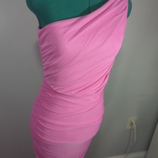 Love X Design Pink Ruched One Shoulder Midi Dress M Y2K Barbiecore