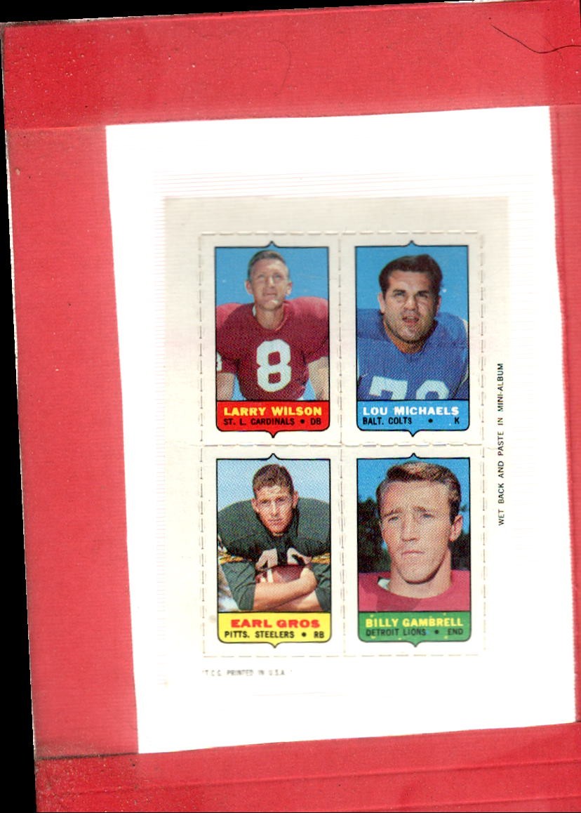 1969 Topps Four-in-One #NNO Larry Wilson/Lou Michaels/Earl Gros/Billy G ID:69704