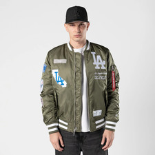 NEW ERA ALPHA INDUSTRIES LAD ANGELES DODGERS MULTI-PATCH Military BOMBER JACKET