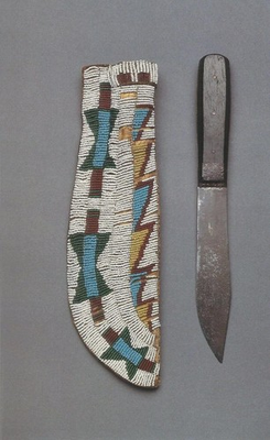 #ad Native American Vintage Style Beaded Leather Knife Sheath Sioux Cheyenne $69.90