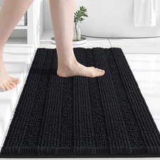 Chenille Striped Bathroom Rugs 24x16, Extra Thick and Absorbent Bath Mats, No...