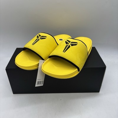 Nike Kobe Off Court Slides Mens 11 Womens 12 Lightning Yellow Black Mamba NEW
