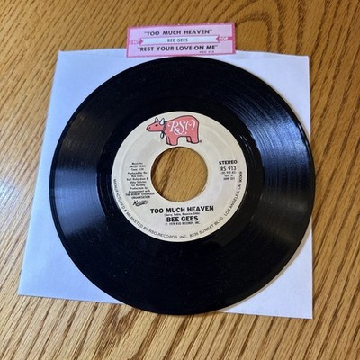 BEE GEES Too Much Heaven/Rest Your Love On Me 45 7'' Record Vinyl with jukebox 