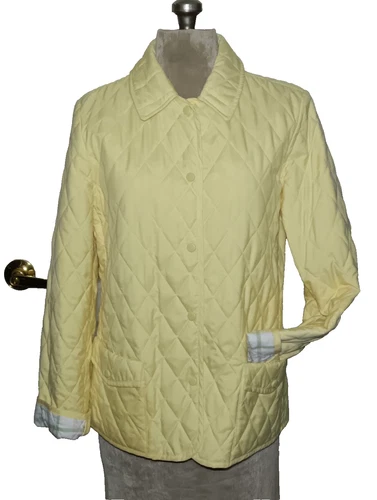 Brooks Brothers Quilted Barn Jacket Women's 8 Snap Close Yellow Pockets
