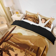 Western Desert Bedding Set King Size for Woman Men,Southwest Cowboy Cactus Su...
