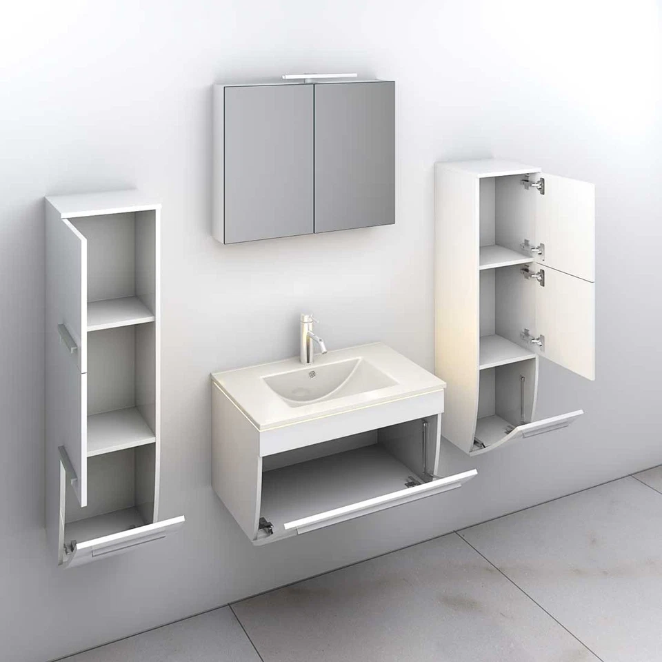 Badmöbel Set Gently 3 V3 Weiß Badezimmermöbel Badspiegel Waschtisch 70 cm - Bild 4 von 4