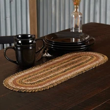 Table Runner Kettle Grove Jute Primitive 8x24 Oval Kitchen Decor VHC Brands