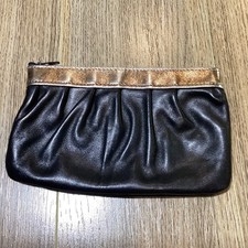 Vintage Black Clutch Purse with Metallic Gold Trim - Evening Bag