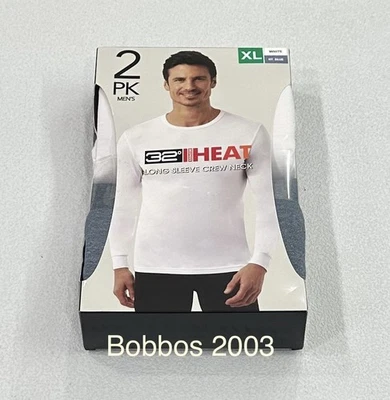 32 Degrees Heat Men's 2-Pack Long Sleeve Crew Neck Tee, White/HT. Blue, XL
