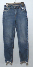 READ American Eagle Mom Blue Jeans Severe Distressed Size 0 26x28 