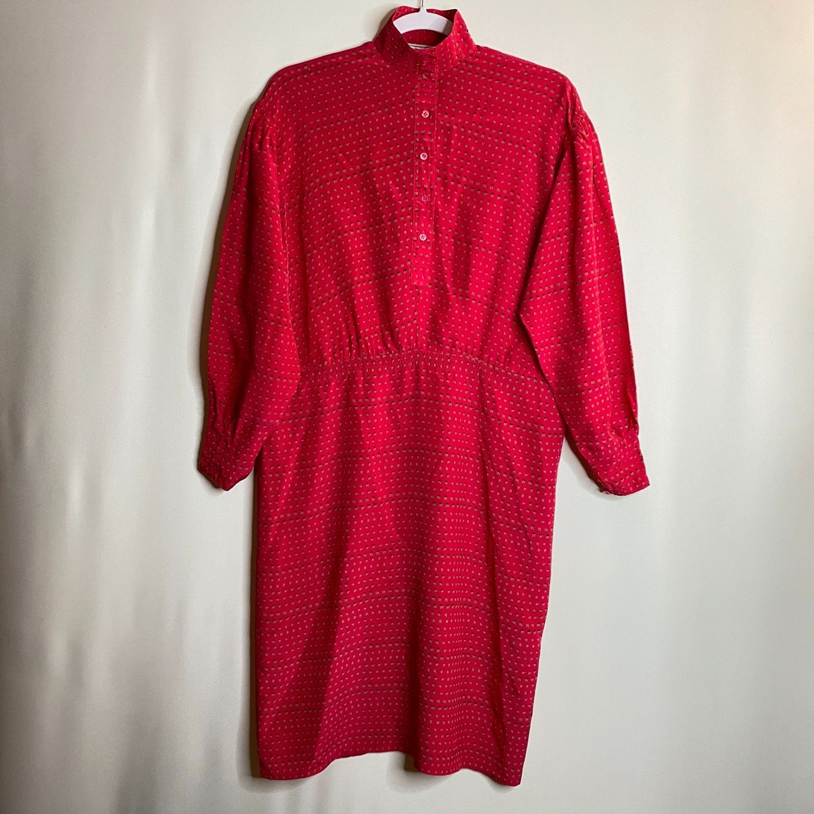 Charlotte Ford Boutique 100% Silk Fuchsia Collarless Button Front Dress Size 6