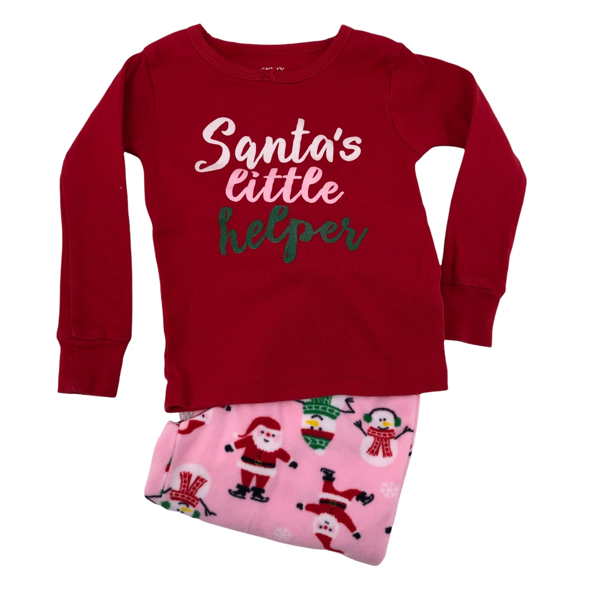 Carters Toddler 2 pc Pajama Set Size 2T Santa s Little Helper Pink Red Santa
