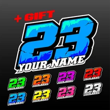 3 pcs Custom Racing Numbers and Name, Vinyl Stickers, UV Laminated, + Gift 3 pcs