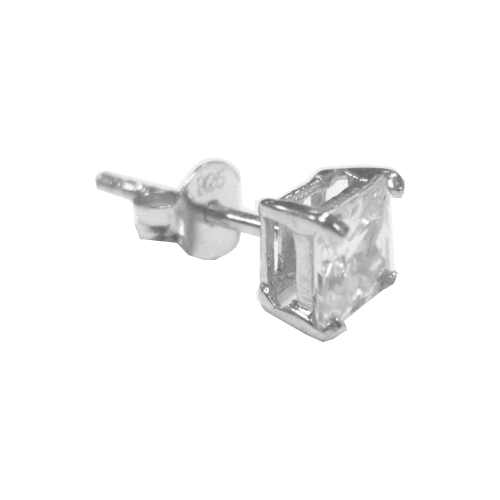 Plata de Caballero Individual Cuadrado Pendiente Broche Circonita Cúbica - 5mm & - Imagen 2 de 3