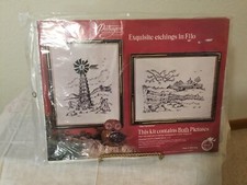Vtg Unopened Paragon Old Farmland Embroidery Kit 0255 Etching in Filo