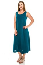 Travel Knit Dress, long A-Line Tank, Stretchy NO-IRON poly/span. Teal, 700