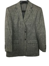 Mens Stafford Black/White Herringbone Sport Jacket 42reg Poly Silk Blend