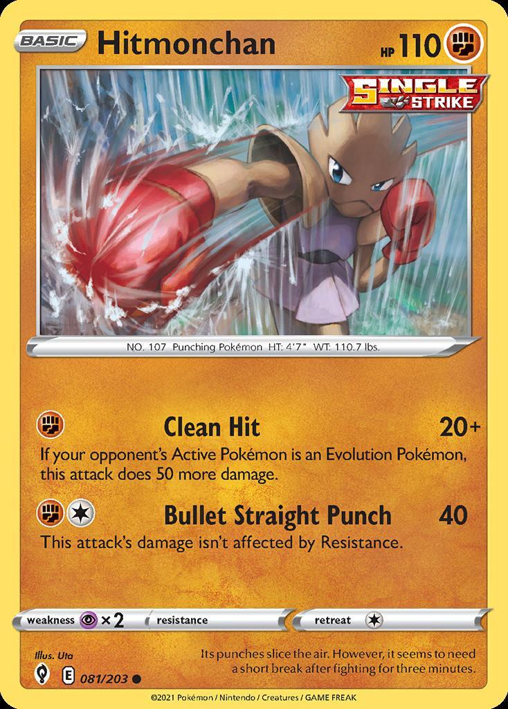Pokemon Hitmonchan (81/280) Evolving Skies LP REVERSE HOLO