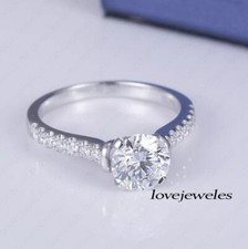 2CT Round Cut Diamond Lab-Created Engagement Wedding Ring 14K White Gold Finish