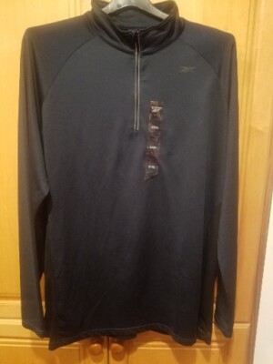 REEBOK  ( NEW )   1/4 ZIPPERED LONG SLEEVE ATHLETIC PULL OVER  BLACK  SIZE  XXXL