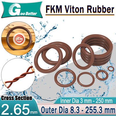 2.65mm Cross Section O Rings FKM Vitons Rubber 3mm - 250mm ID High Temperature