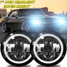 Pair 7" Inch Round LED Headlights Hi+Lo Beam Fit 1967-1981 Chevy Camaro