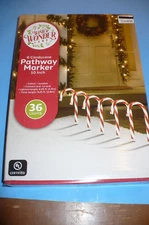 6 Winter Wonder Lane 10 inch Candy Cane Pathway Markers String Lights