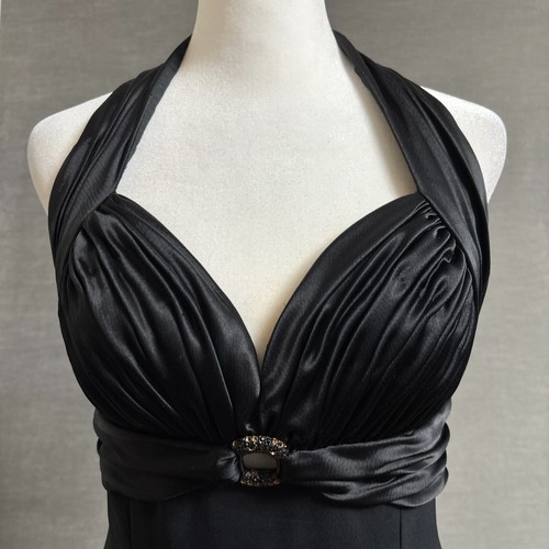 Vtg Niteline Roufogali Dress 4 Black Halter 90s y2k Cocktail Formal Evening Prom - Picture 2 of 15