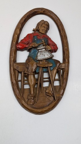 MCM Sexton 1970 Metal Wall Art Craftsman Men Set of 2 Made in USA 12” Vintage - Picture 2 of 13