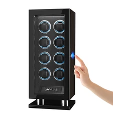 Automatic 8 Watch Winder Display Box Fingerprint RGB/LED LCD Remote Control New