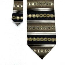 Bergamo New York Black Gold Design Men’s Necktie 3.75”x 57” All Silk Handmade