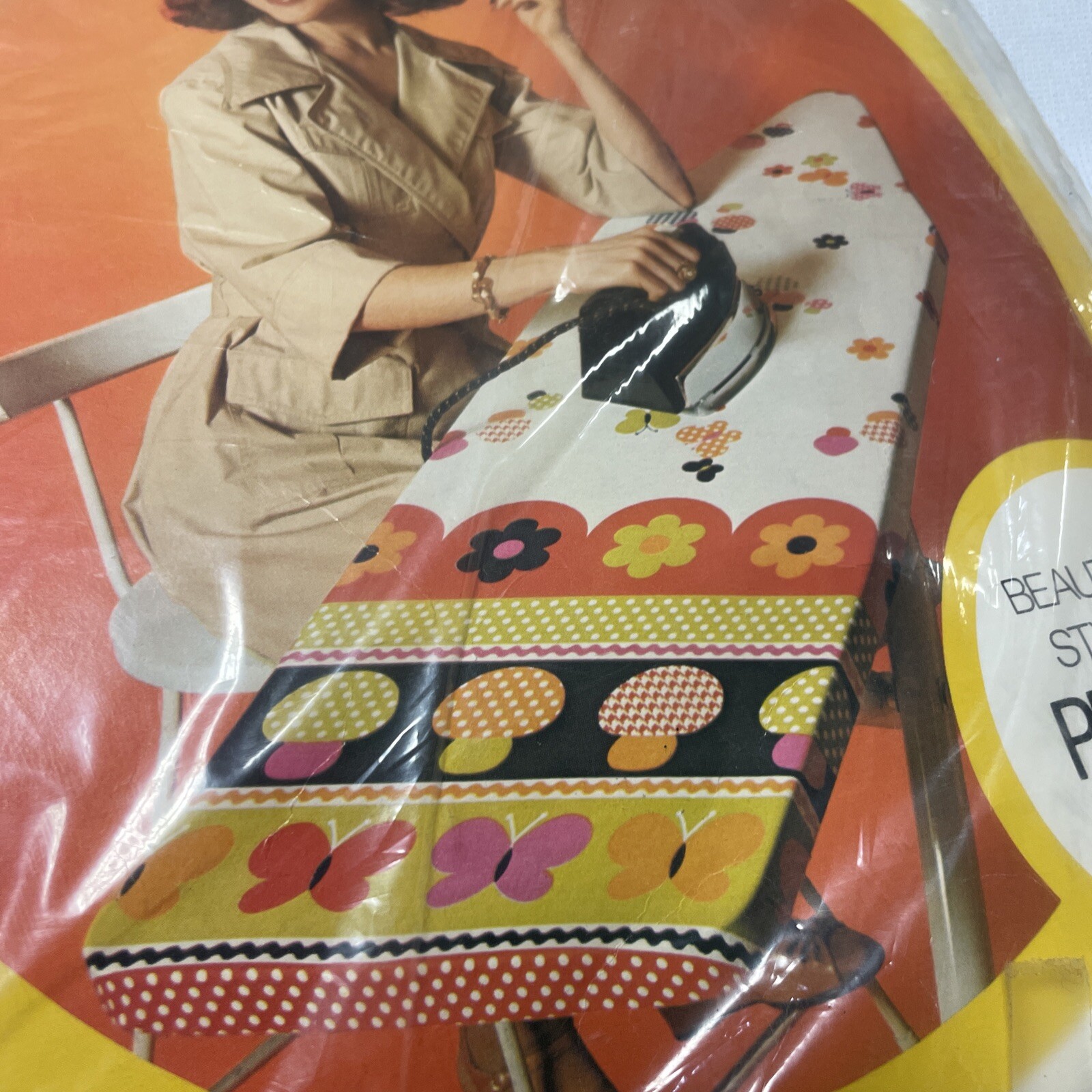 Vintage Magla Perky Print Ironing Board Cover Flower Power Mushroom #3433 NOS-image