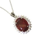  925 sterling silver ruby cubic zirconia pendant necklace 6.3g 20" unique — photo 2
