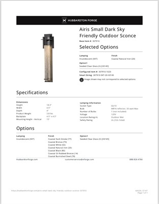 Hubbardton Forge  Airis small 30-7910-20-I145 Dark Sky