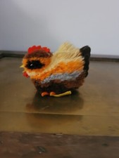 Vintage Steiff Woolen Pom Pom Miniature Hen Chicken Figurine