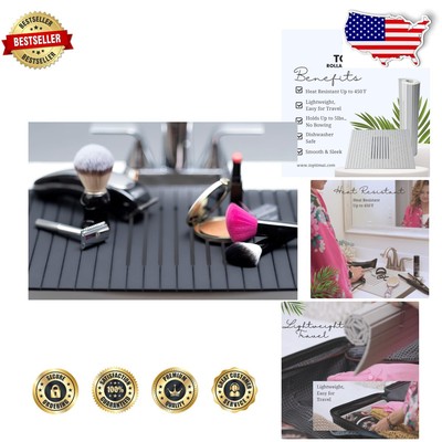 Multi-Functional Heat Resistant Makeup Organizer Mat - Easy Care Black Design