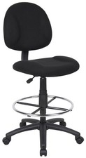 Boss Office Contoured Comfort Fabric Drafting Stool with Loop Arms in Gray