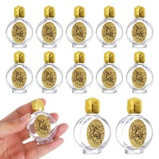 12Pcs Glass Holy Water Bottle 0.5oz Holy Water Empty Mini Containers with Emb...