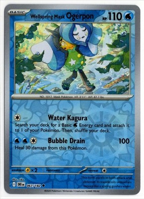Pokemon Destined Rivals Reverse Holo 067/182 Wellspring Mask Ogerpon
