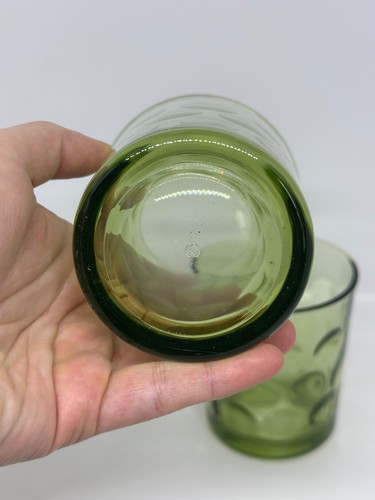 VTG Hazel Atlas "El Dorado" Green Coin Dot Glass Tumblers Set of 3 Old Fashioned - Picture 5 of 5